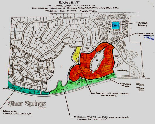 1989 map of Silver Springs - SouthShore and berms attached to Memorandum