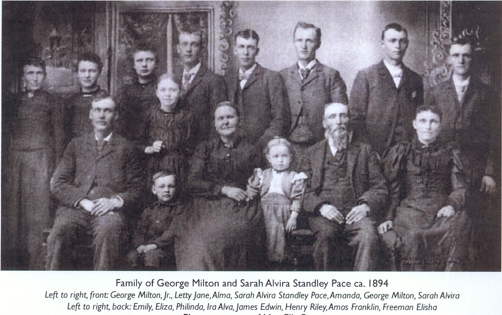 1894 Geoge Milton Pace and wife Sarah Standley Pace with their 14 children