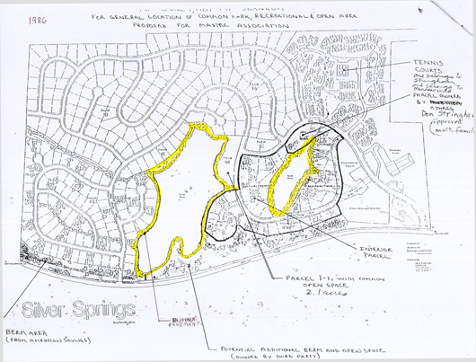 1986 Silver Springs General Location of Common Park, Recreation & Open Areas - drawn by J.J. Johnson Engineering Company