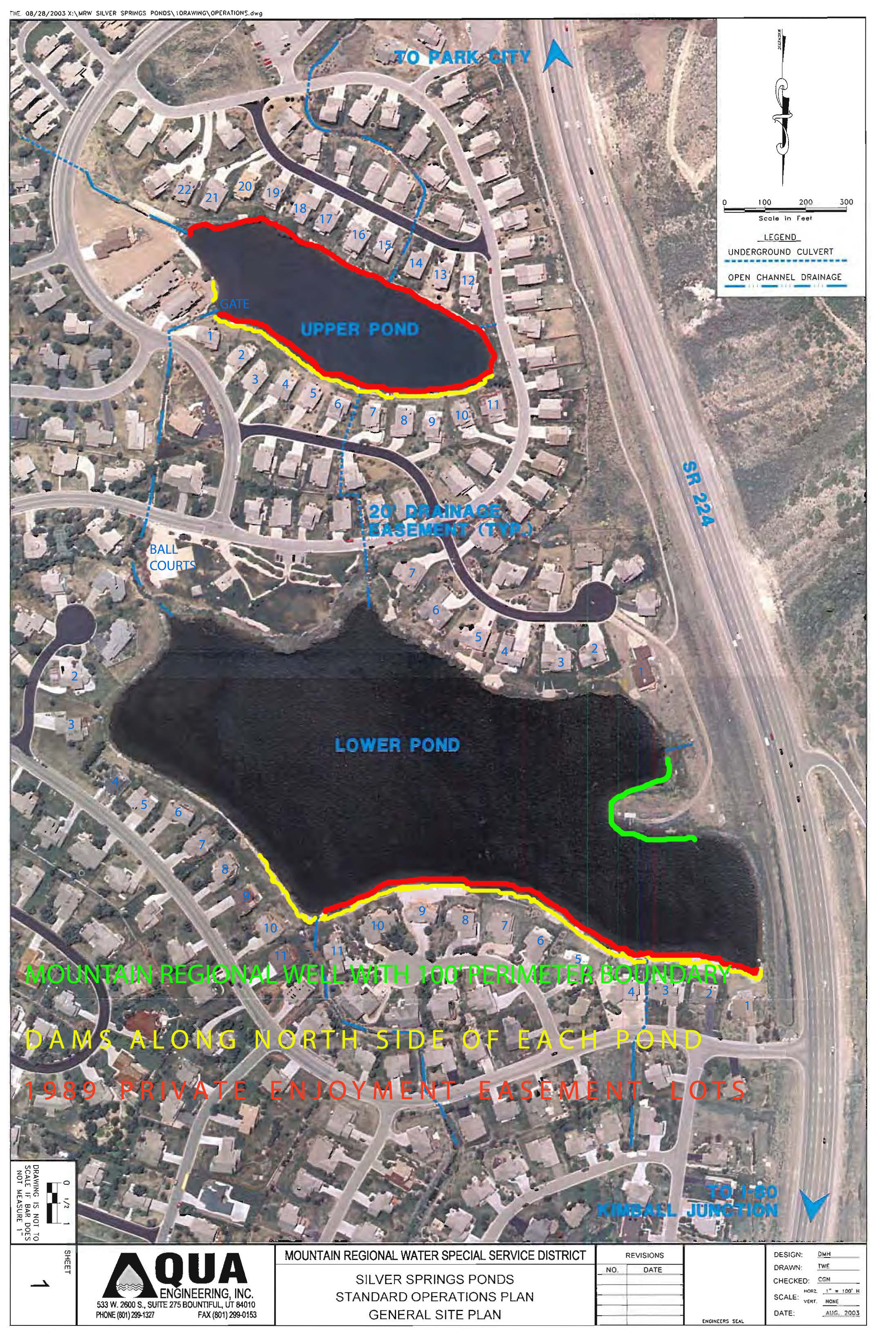 2003 Mountain Regional map with well, easements, drainage, dams, etc.