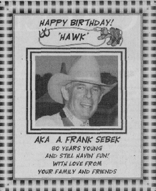 2008 September Frank Sebek 80th Birthday