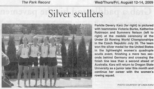 2009 July 26 Silver Scullers win silver medal in Rowing World Championship