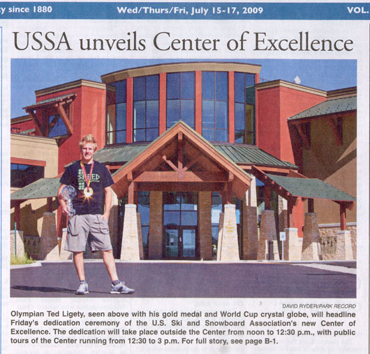 2009 July - Olympian Ted Ligety headliner at Center of Excellence opening