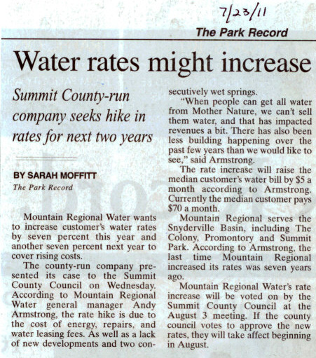 2011- July 23 - Mtn Regional Water Rates 14% Increase