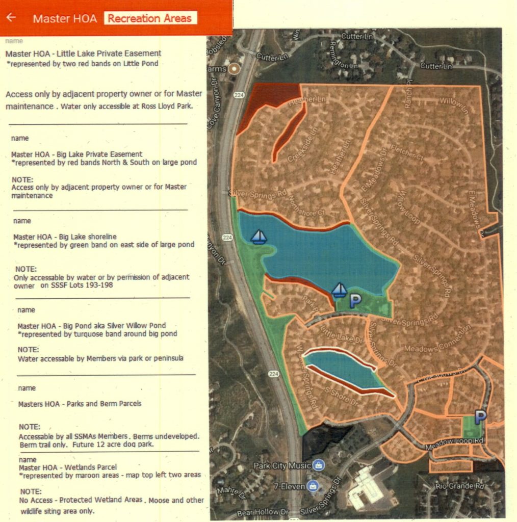 Silver Springs CommunityRecreational Areas Map