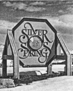 Silver Springs south entry sign 1982 - bw