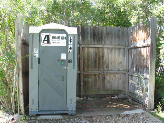 Smelly latrine should be replaced with a modern bathroom, keypad security